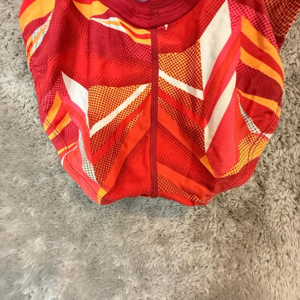 Nike Swimsuit Jagged Geo Red Orange Swimsuit One Piece Racerback 28 Girls 12